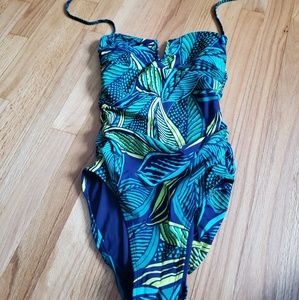 Tropical Halter One Piece with detachable straps